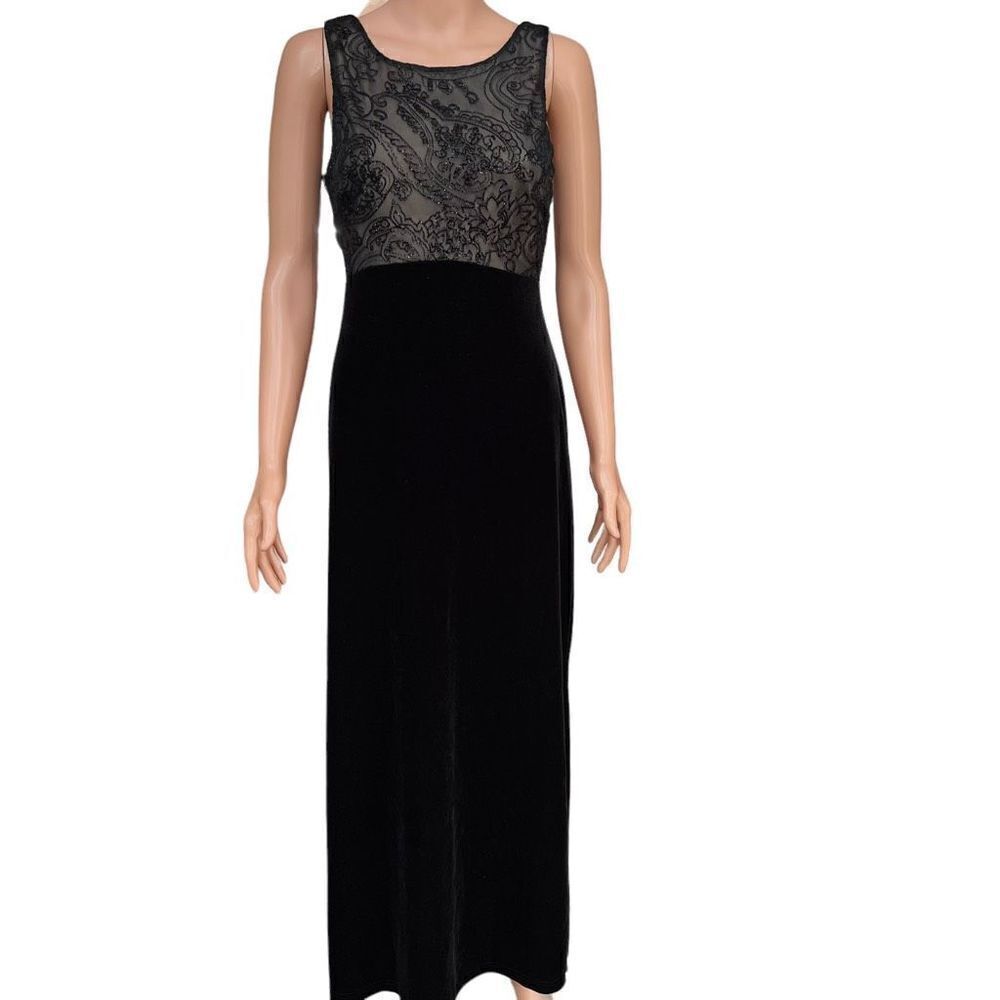 CONNECTED APPAREL maxi dress formal cocktail velvet sparkle party black size 6